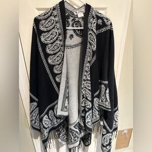 Black and White Sweater with Paisley Design